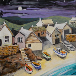 Fishing Village by Moonlight – card